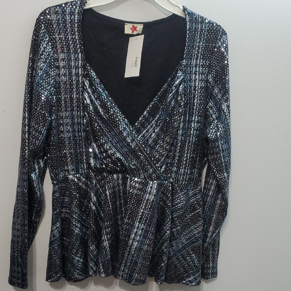 Chic Black and Silver Sequin Top